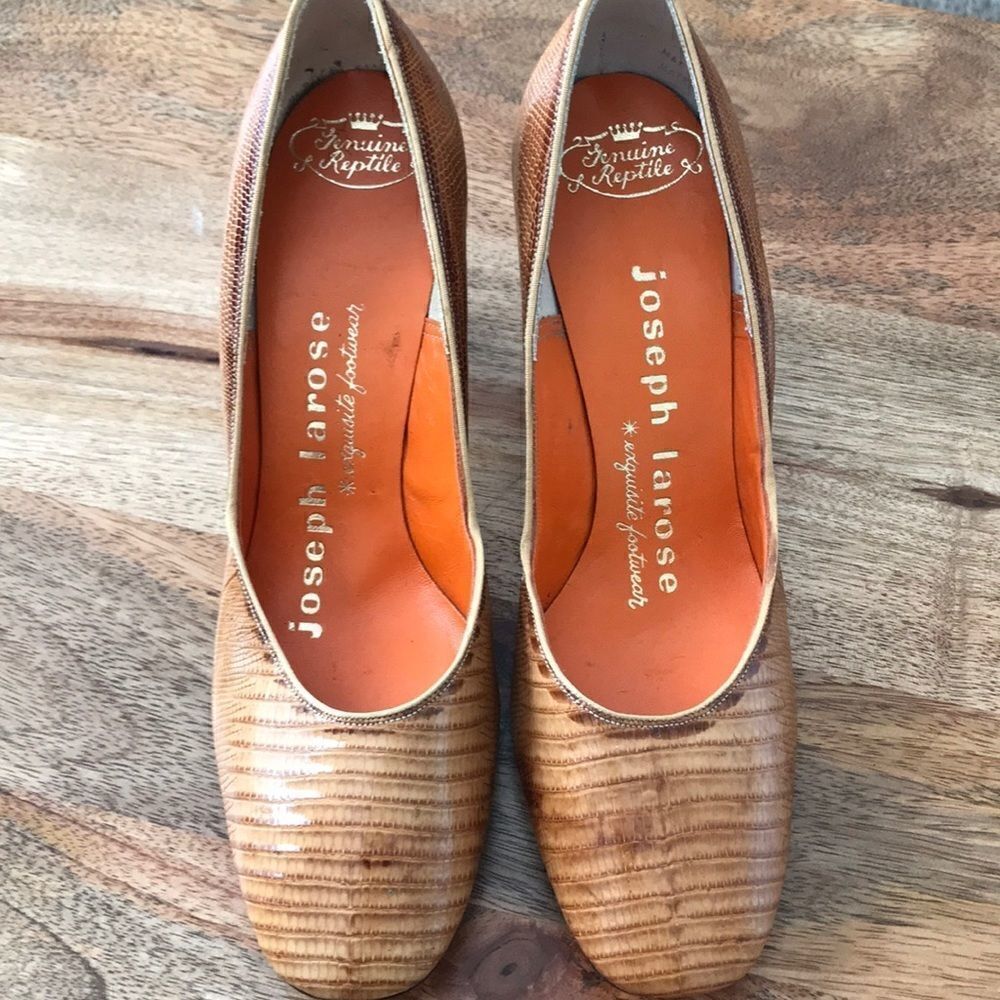 Vintage never worn Jospeh Larose tan reptile pumps